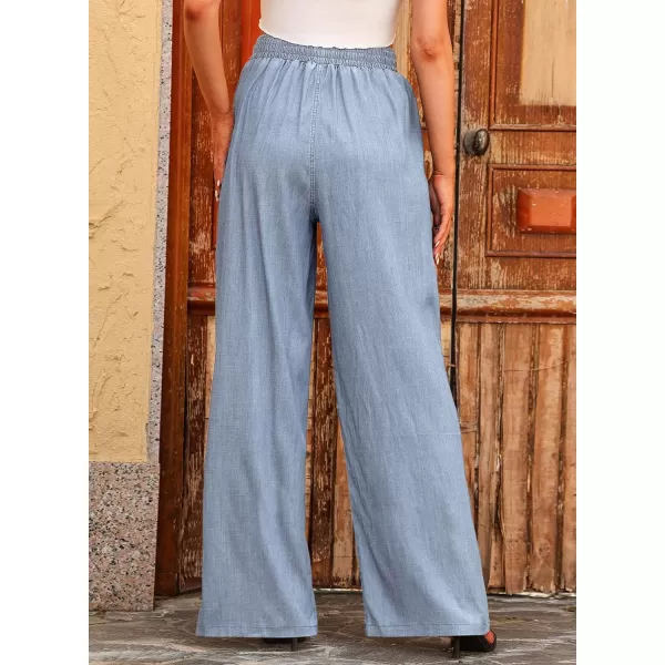 Sidefeel Women's High Waisted Wide Leg Jeans 2024 Summer Drawstring Denim Pants
