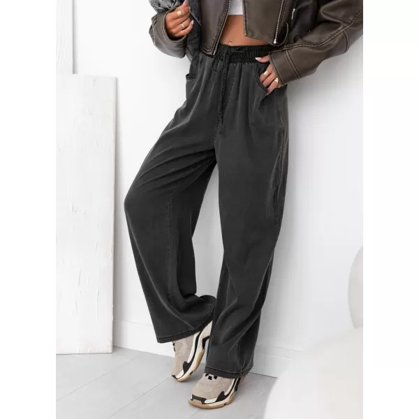 Sidefeel Women's High Waisted Wide Leg Jeans 2024 Summer Drawstring Denim Pants