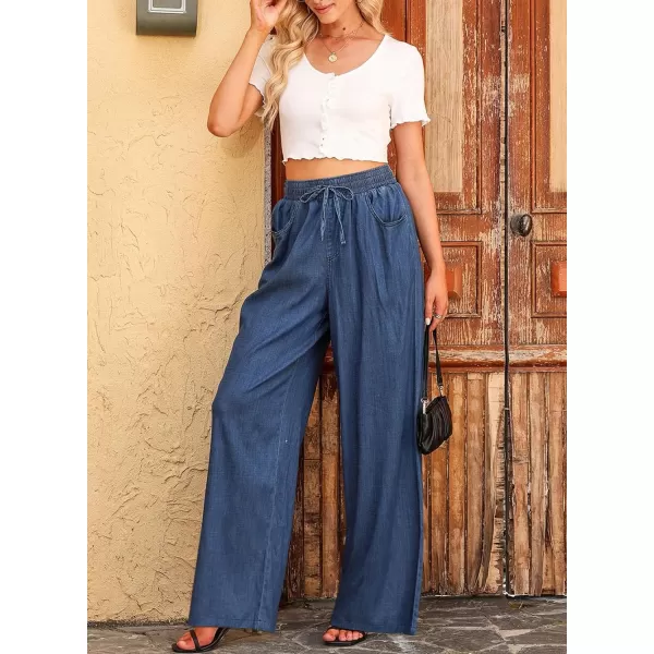 Sidefeel Women's High Waisted Wide Leg Jeans 2024 Summer Drawstring Denim Pants