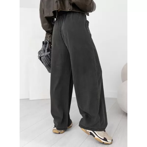 Sidefeel Women's High Waisted Wide Leg Jeans 2024 Summer Drawstring Denim Pants
