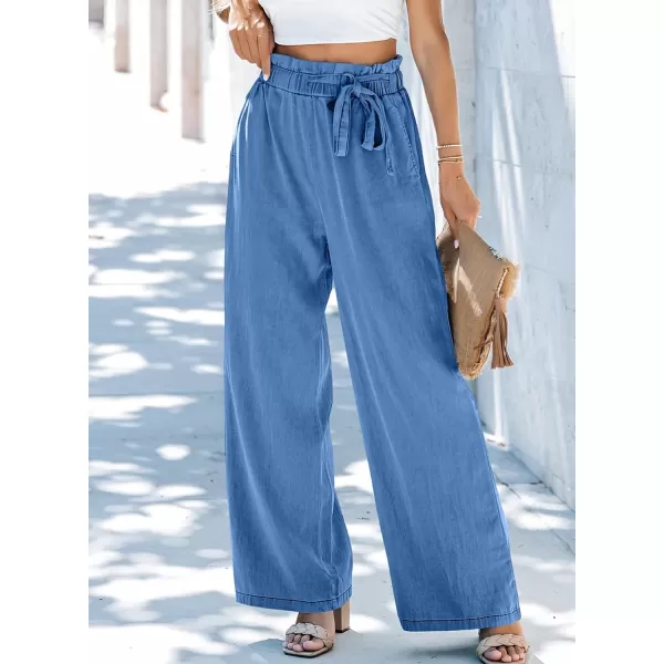 Sidefeel Women's High Waisted Wide Leg Jeans 2024 Summer Drawstring Denim Pants