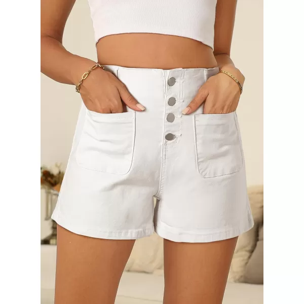 Sidefeel Women's Jean Shorts Button Fly Stretchy High Waisted Summer Denim Shorts Pants with Pockets