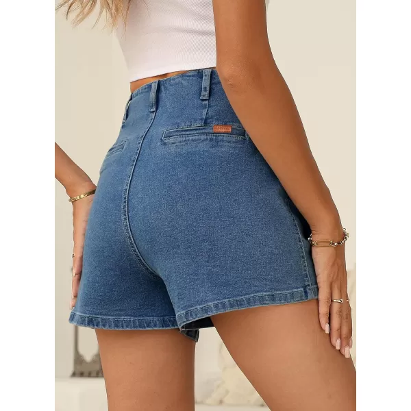 Sidefeel Women's Jean Shorts Button Fly Stretchy High Waisted Summer Denim Shorts Pants with Pockets