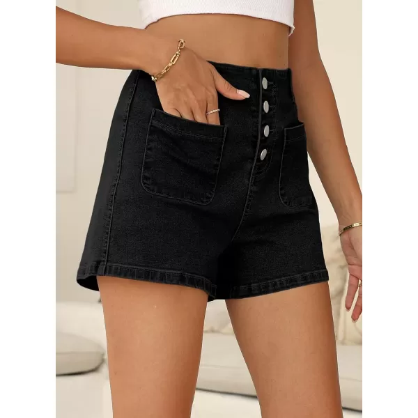 Sidefeel Women's Jean Shorts Button Fly Stretchy High Waisted Summer Denim Shorts Pants with Pockets