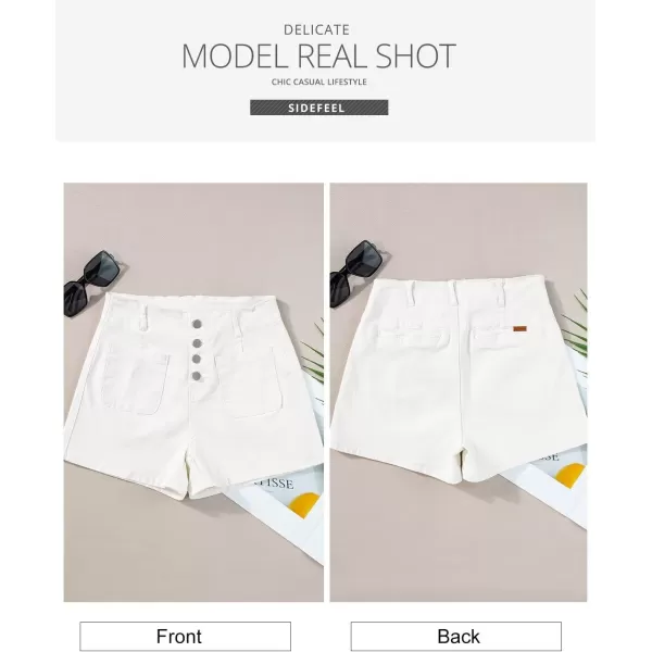 Sidefeel Women's Jean Shorts Button Fly Stretchy High Waisted Summer Denim Shorts Pants with Pockets