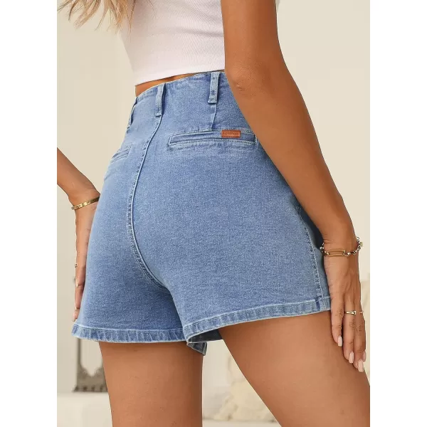 Sidefeel Women's Jean Shorts Button Fly Stretchy High Waisted Summer Denim Shorts Pants with Pockets