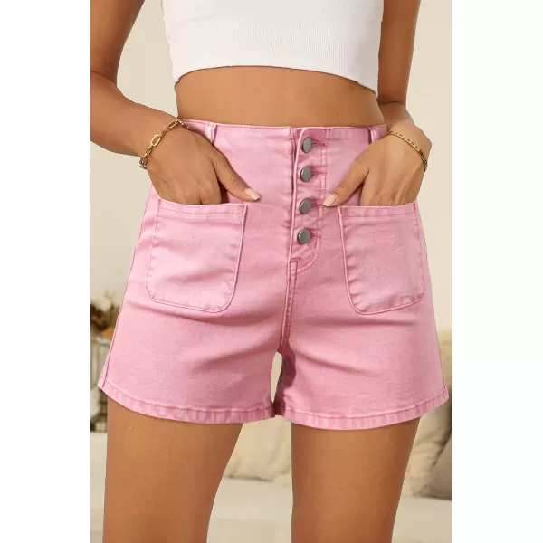 Sidefeel Women's Jean Shorts Button Fly Stretchy High Waisted Summer Denim Shorts Pants with Pockets