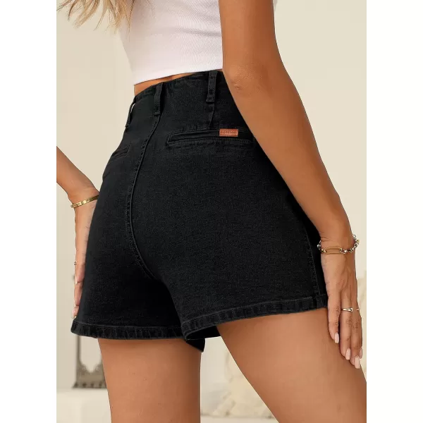 Sidefeel Women's Jean Shorts Button Fly Stretchy High Waisted Summer Denim Shorts Pants with Pockets