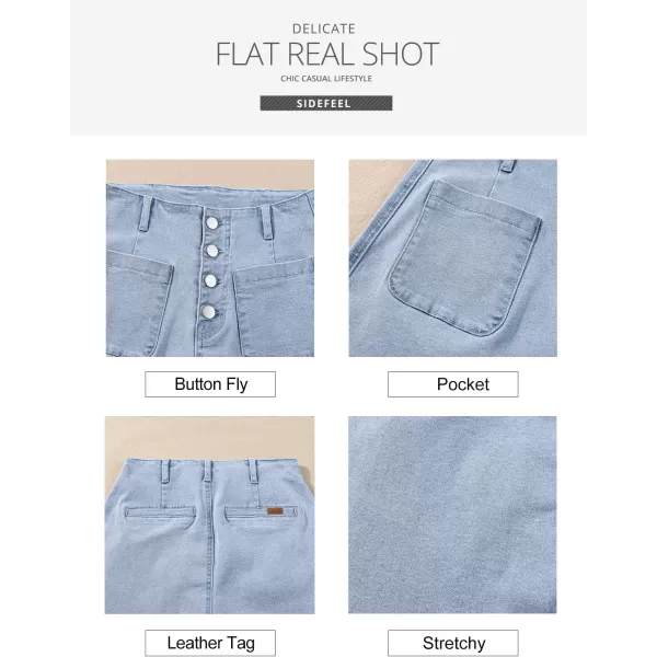 Sidefeel Women's Jean Shorts Button Fly Stretchy High Waisted Summer Denim Shorts Pants with Pockets