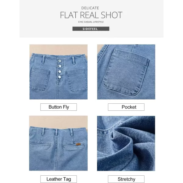 Sidefeel Women's Jean Shorts Button Fly Stretchy High Waisted Summer Denim Shorts Pants with Pockets