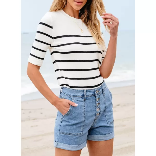 Sidefeel Womens Jean Shorts High Waisted Stretchy Buttoned Folded Hem Denim Shorts