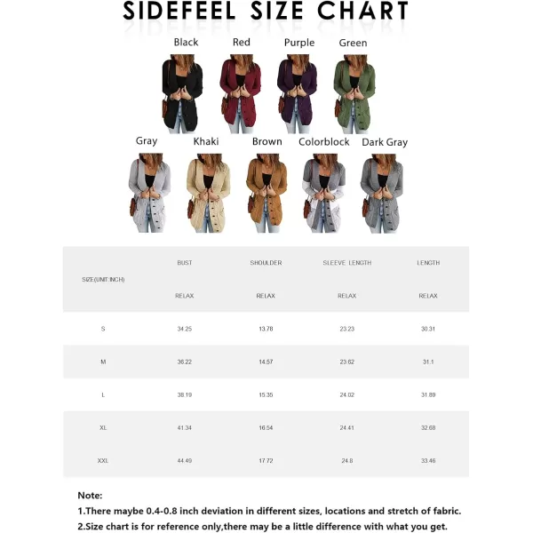 Sidefeel Women's Open Front Cardigan Sweaters Casual Button Down Knitted Coat Tops with Pockets