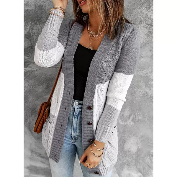 Sidefeel Women's Open Front Cardigan Sweaters Casual Button Down Knitted Coat Tops with Pockets
