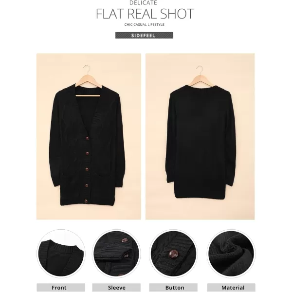 Sidefeel Women's Open Front Cardigan Sweaters Casual Button Down Knitted Coat Tops with Pockets