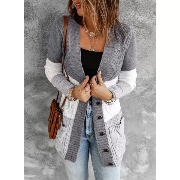 Sidefeel Women's Open Front Cardigan Sweaters Casual Button Down Knitted Coat Tops with Pockets