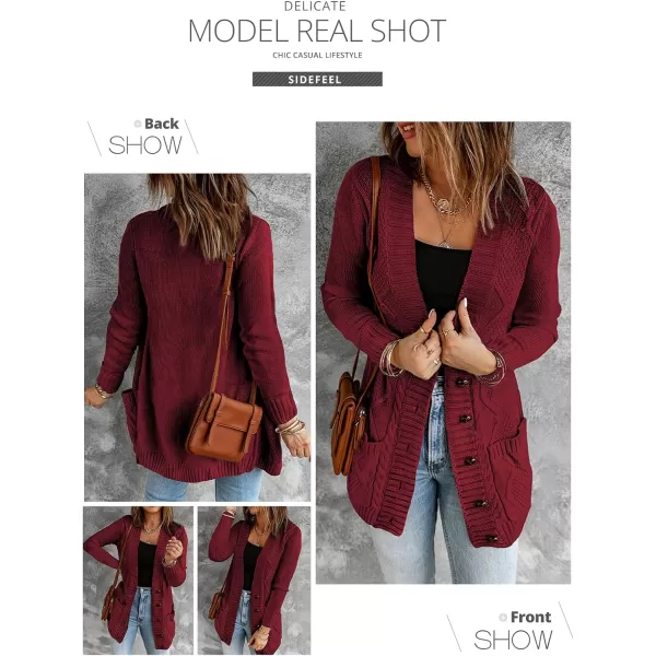 Sidefeel Women's Open Front Cardigan Sweaters Casual Button Down Knitted Coat Tops with Pockets