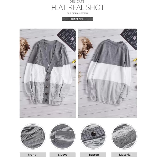 Sidefeel Women's Open Front Cardigan Sweaters Casual Button Down Knitted Coat Tops with Pockets