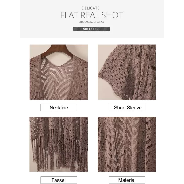 Sidefeel Women's Open Front Knit Sheer Cardigans Summer Boho Lightweight Kimono Cover Ups