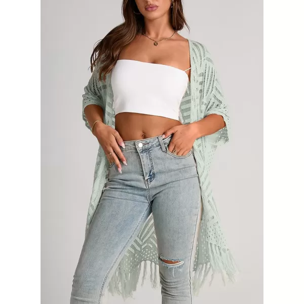Sidefeel Women's Open Front Knit Sheer Cardigans Summer Boho Lightweight Kimono Cover Ups