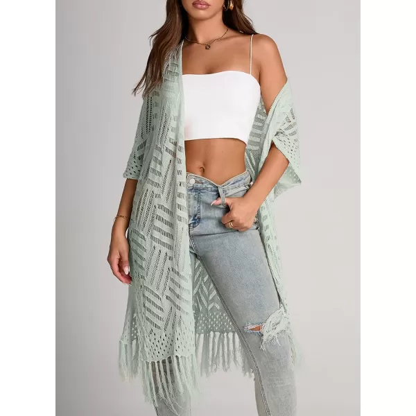 Sidefeel Women's Open Front Knit Sheer Cardigans Summer Boho Lightweight Kimono Cover Ups