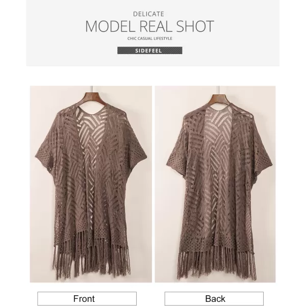 Sidefeel Women's Open Front Knit Sheer Cardigans Summer Boho Lightweight Kimono Cover Ups