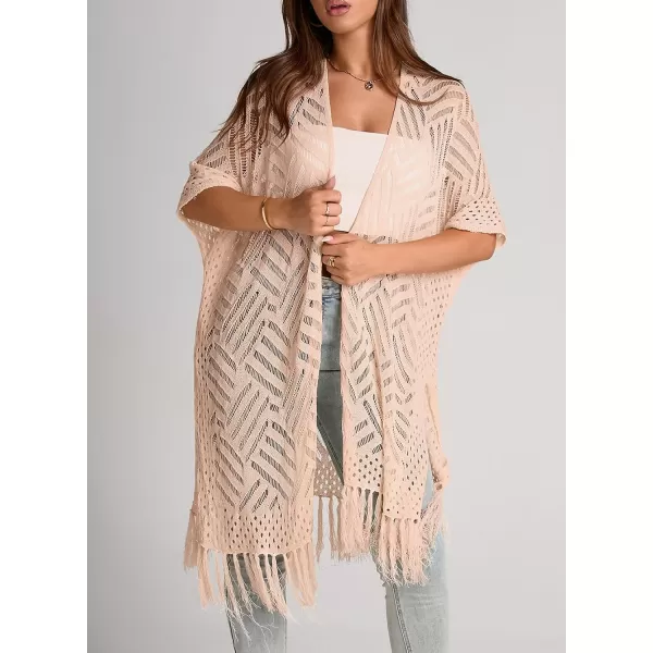 Sidefeel Women's Open Front Knit Sheer Cardigans Summer Boho Lightweight Kimono Cover Ups