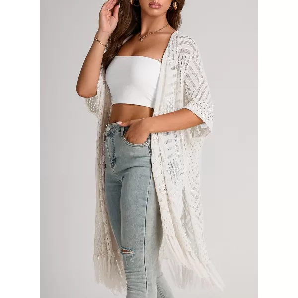 Sidefeel Women's Open Front Knit Sheer Cardigans Summer Boho Lightweight Kimono Cover Ups