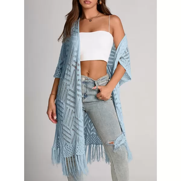 Sidefeel Women's Open Front Knit Sheer Cardigans Summer Boho Lightweight Kimono Cover Ups