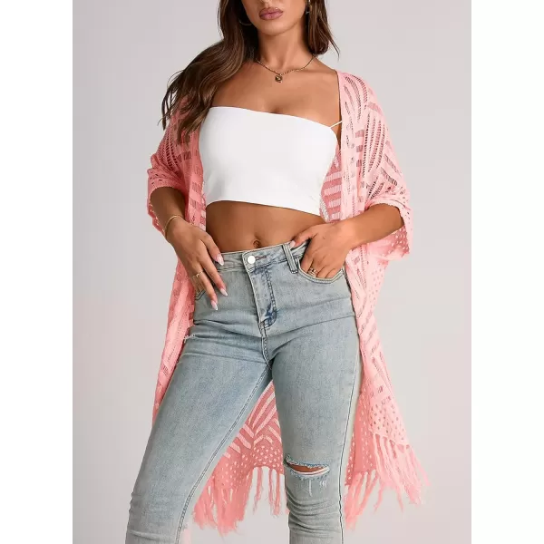 Sidefeel Women's Open Front Knit Sheer Cardigans Summer Boho Lightweight Kimono Cover Ups