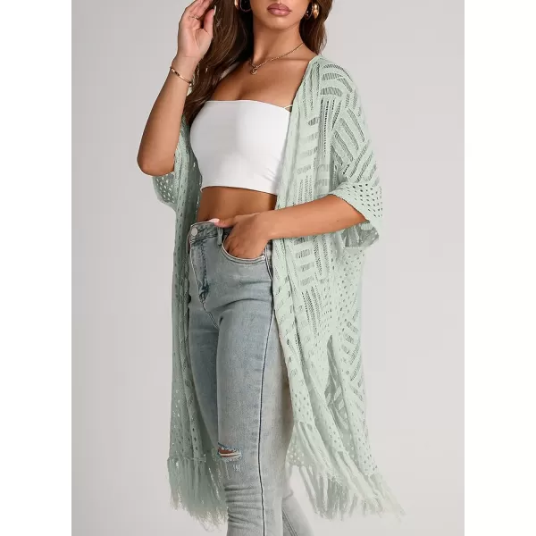 Sidefeel Women's Open Front Knit Sheer Cardigans Summer Boho Lightweight Kimono Cover Ups