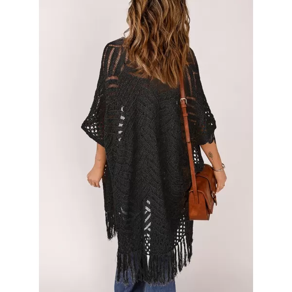 Sidefeel Women's Open Front Knit Sheer Cardigans Summer Boho Lightweight Kimono Cover Ups