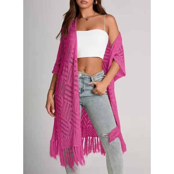 Sidefeel Women's Open Front Knit Sheer Cardigans Summer Boho Lightweight Kimono Cover Ups