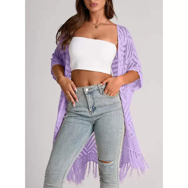 Sidefeel Women's Open Front Knit Sheer Cardigans Summer Boho Lightweight Kimono Cover Ups