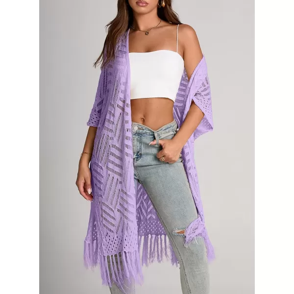 Sidefeel Women's Open Front Knit Sheer Cardigans Summer Boho Lightweight Kimono Cover Ups