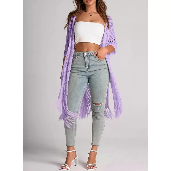 Sidefeel Women's Open Front Knit Sheer Cardigans Summer Boho Lightweight Kimono Cover Ups