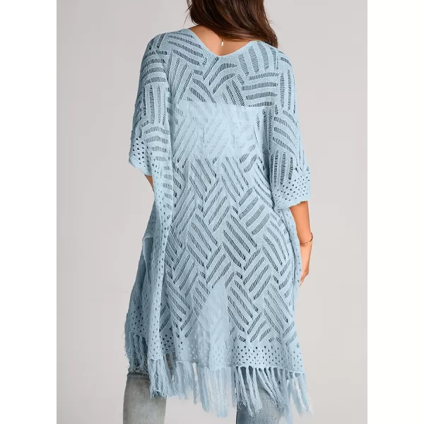 Sidefeel Women's Open Front Knit Sheer Cardigans Summer Boho Lightweight Kimono Cover Ups