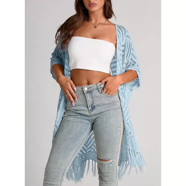 Sidefeel Women's Open Front Knit Sheer Cardigans Summer Boho Lightweight Kimono Cover Ups
