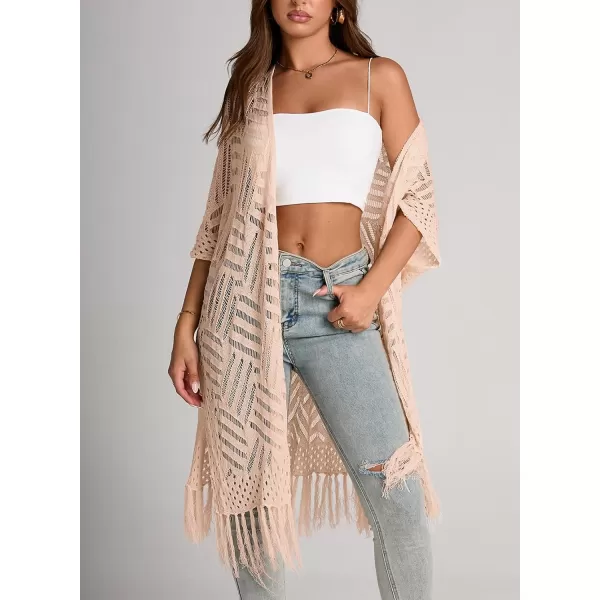 Sidefeel Women's Open Front Knit Sheer Cardigans Summer Boho Lightweight Kimono Cover Ups