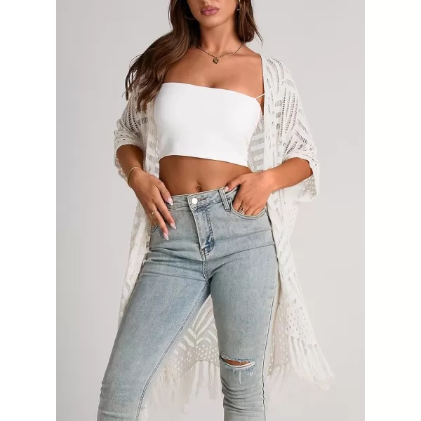 Sidefeel Women's Open Front Knit Sheer Cardigans Summer Boho Lightweight Kimono Cover Ups