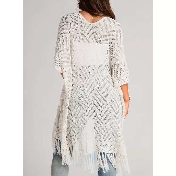 Sidefeel Women's Open Front Knit Sheer Cardigans Summer Boho Lightweight Kimono Cover Ups