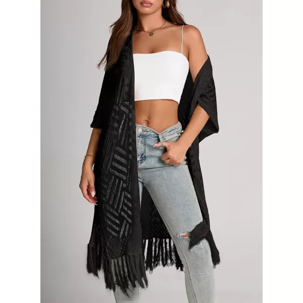 Sidefeel Women's Open Front Knit Sheer Cardigans Summer Boho Lightweight Kimono Cover Ups