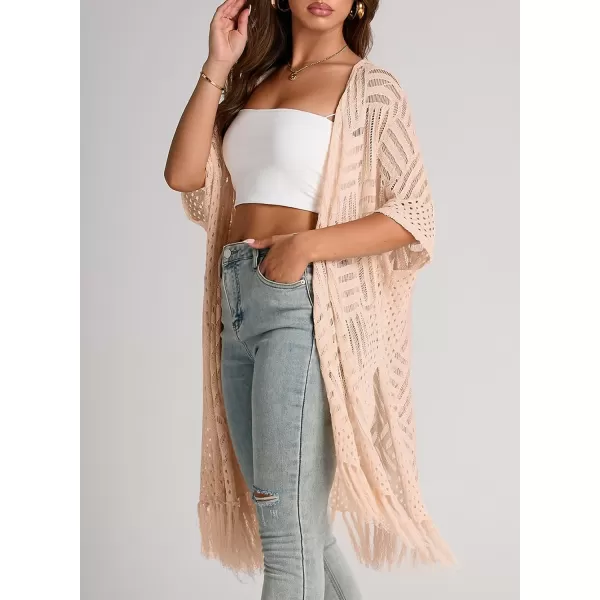 Sidefeel Women's Open Front Knit Sheer Cardigans Summer Boho Lightweight Kimono Cover Ups