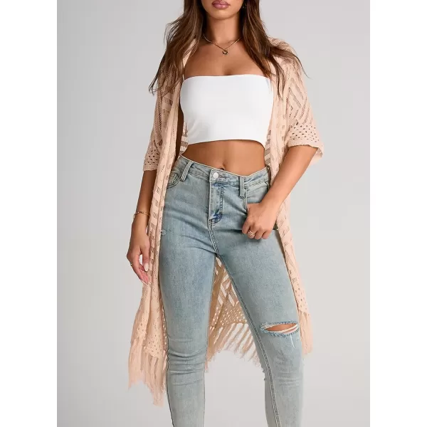 Sidefeel Women's Open Front Knit Sheer Cardigans Summer Boho Lightweight Kimono Cover Ups