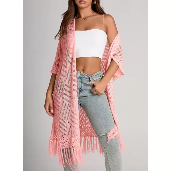 Sidefeel Women's Open Front Knit Sheer Cardigans Summer Boho Lightweight Kimono Cover Ups