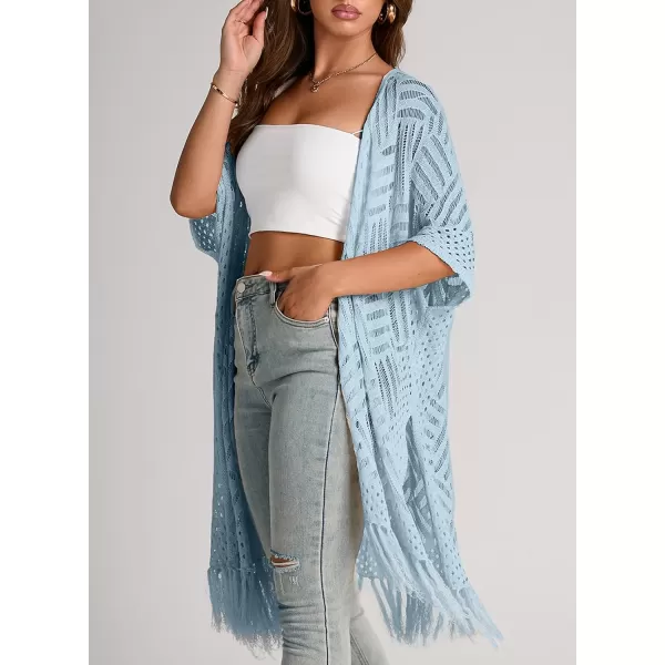Sidefeel Women's Open Front Knit Sheer Cardigans Summer Boho Lightweight Kimono Cover Ups