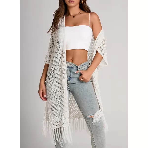 Sidefeel Women's Open Front Knit Sheer Cardigans Summer Boho Lightweight Kimono Cover Ups