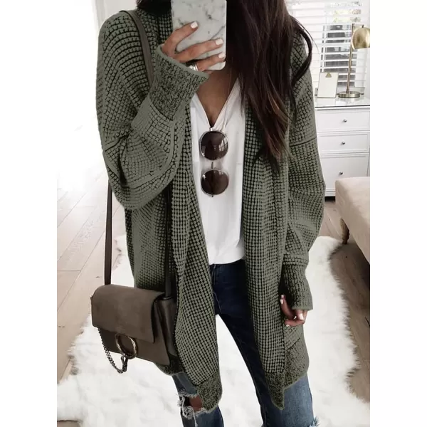 Sidefeel Womens Plaid Long Sleeve Open Front Cardigan Oversized Chunky Knit Sweaters Coat
