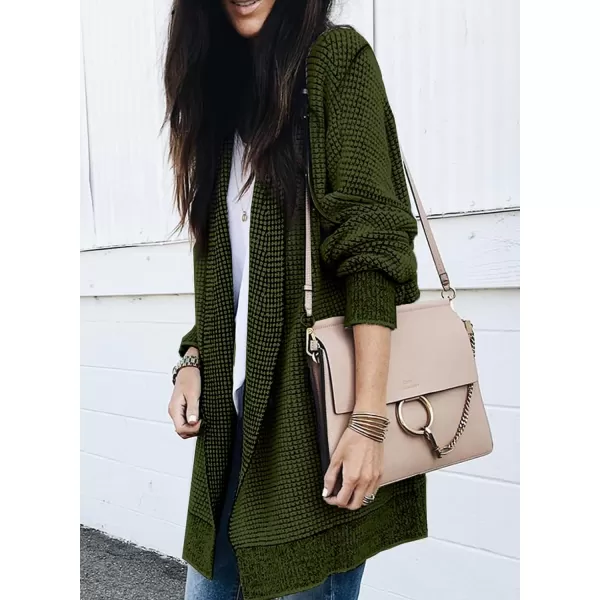 Sidefeel Womens Plaid Long Sleeve Open Front Cardigan Oversized Chunky Knit Sweaters Coat