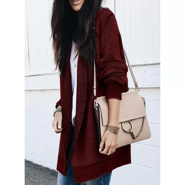 Sidefeel Womens Plaid Long Sleeve Open Front Cardigan Oversized Chunky Knit Sweaters Coat