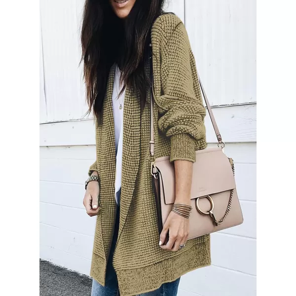 Sidefeel Womens Plaid Long Sleeve Open Front Cardigan Oversized Chunky Knit Sweaters Coat